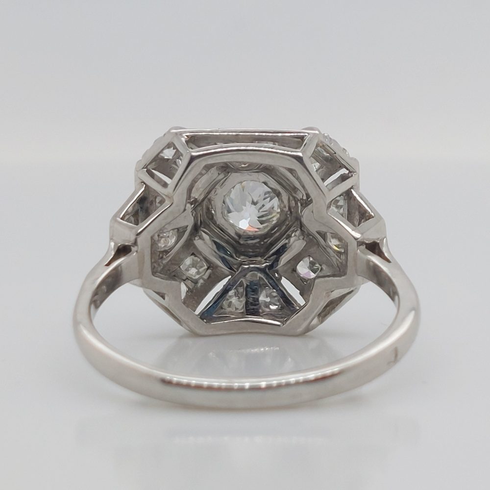 French Art Deco Old Cut Diamond Cluster Ring, 0.85ct