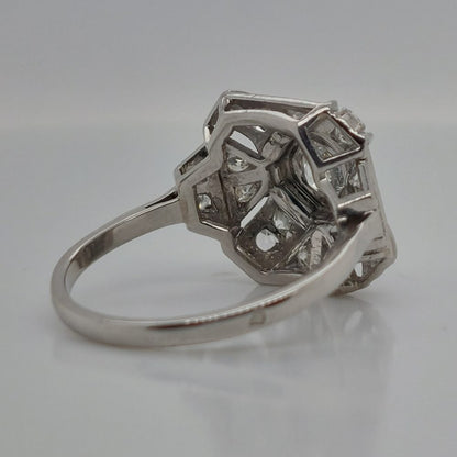 French Art Deco Old Cut Diamond Cluster Ring, 0.85ct