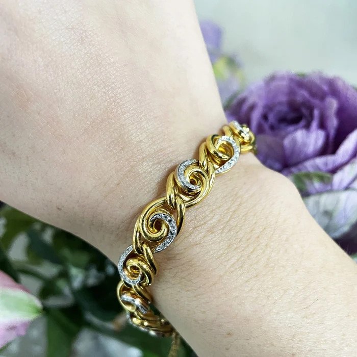 Antique French Art Nouveau Diamond Set Gold Bracelet