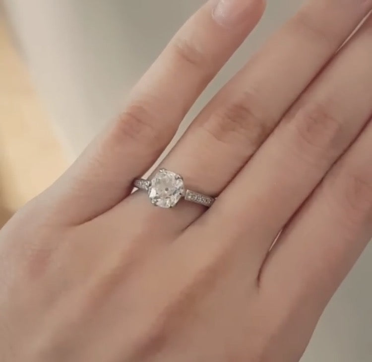 Antique Cushion Cut Diamond Engagement Ring, 1.52cts