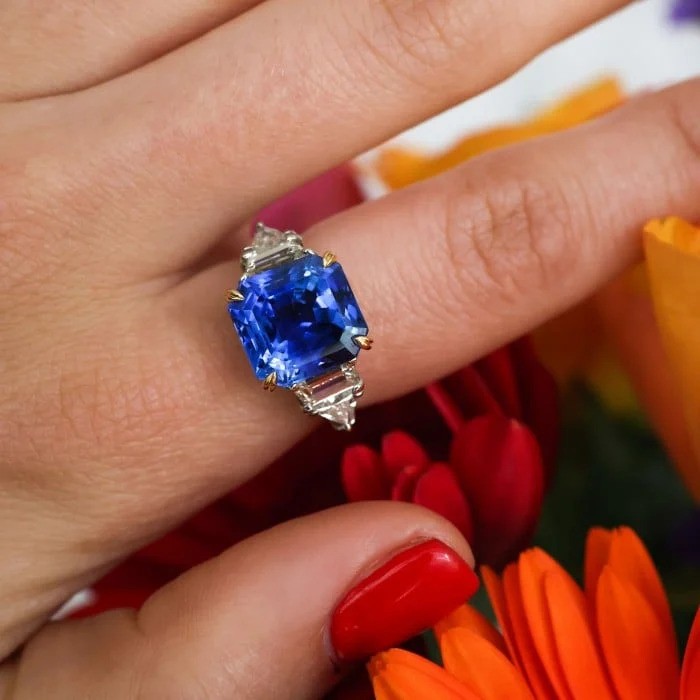 Vintage Cartier 7.51ct Natural No Heat Burma Sapphire and Diamond Engagement Ring GIA Certified