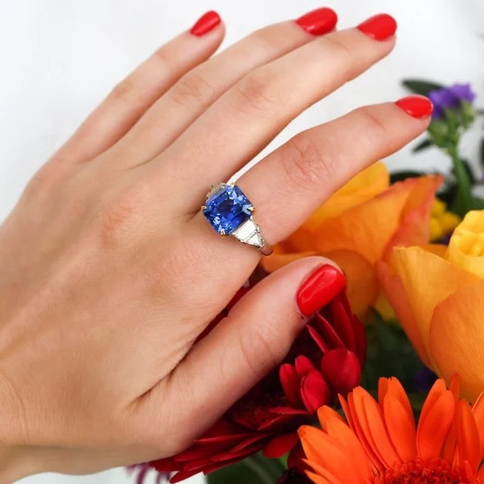 Vintage Cartier 7.51ct Natural No Heat Burma Sapphire and Diamond Engagement Ring GIA Certified