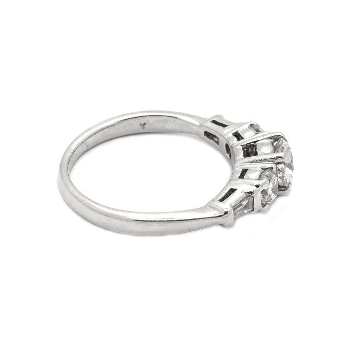 GIA Certified F colour 1.15cts Vintage Three Stone Diamond Engagement Ring in Platinum