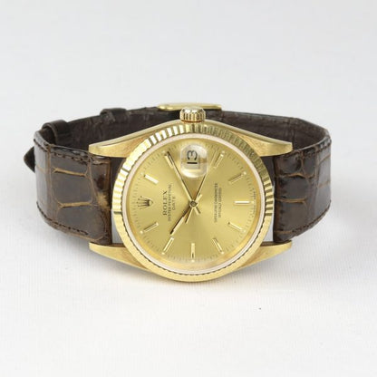 Gents Rolex Oyster Perpetual Date 18ct Yellow Gold 34mm Ref: 15238
