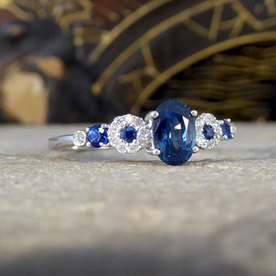 Geometric 0.83ct Sapphire and Diamond Ring