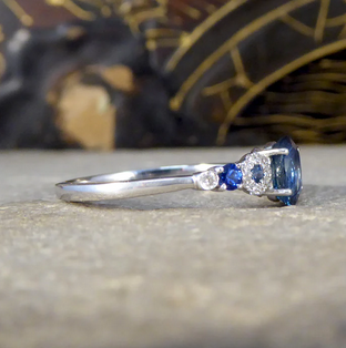 Geometric 0.83ct Sapphire and Diamond Ring