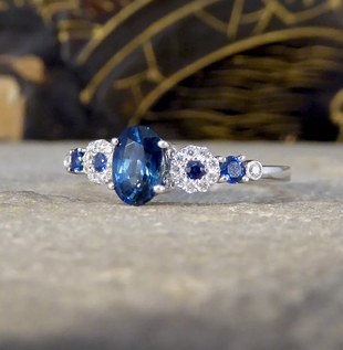 Geometric 0.83ct Sapphire and Diamond Ring