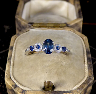 Geometric 0.83ct Sapphire and Diamond Ring