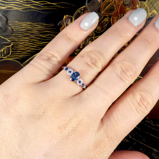 Geometric 0.83ct Sapphire and Diamond Ring