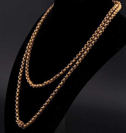 Antique Georgian 18ct Gold Chain Necklace with Turquoise Clasp