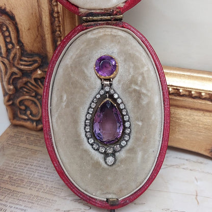 Georgian Antique Amethyst and Diamond Pendant