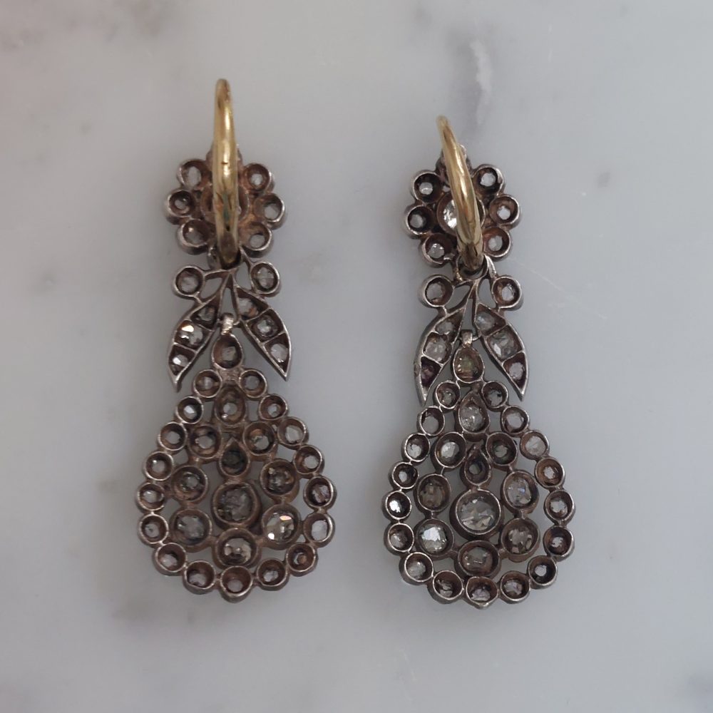 Georgian Antique Diamond Pendeloque Earrings, 1.90ct
