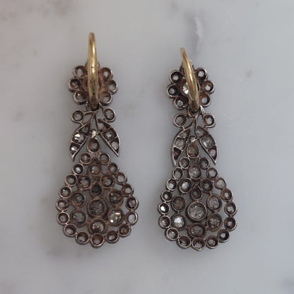 Georgian Antique Diamond Pendeloque Earrings, 1.90ct