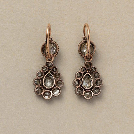 Georgian Antique French 2.55ct Old Cut Diamond Day and Night Earrings-