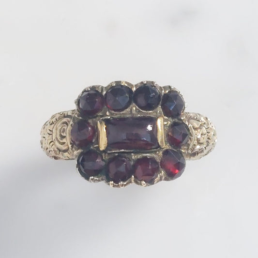 Georgian Antique Garnet Buckle Ring