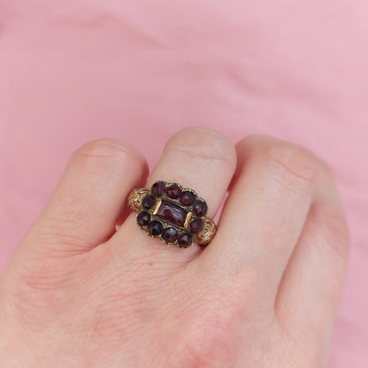 Georgian Antique Garnet Buckle Ring