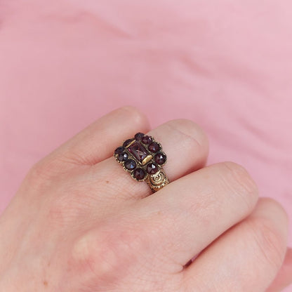 Georgian Antique Garnet Buckle Ring