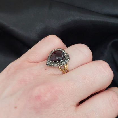 Georgian Antique Garnet and Diamond Heart Ring