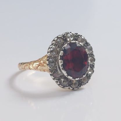 Georgian Antique Garnet and Diamond Ring