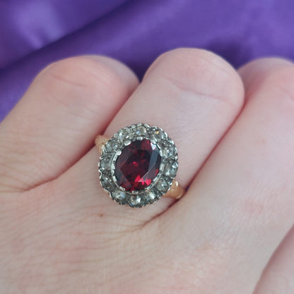 Georgian Antique Garnet and Diamond Ring