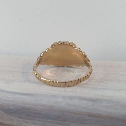 Georgian Antique Pearl Locket Mourning 18ct Gold Ring
