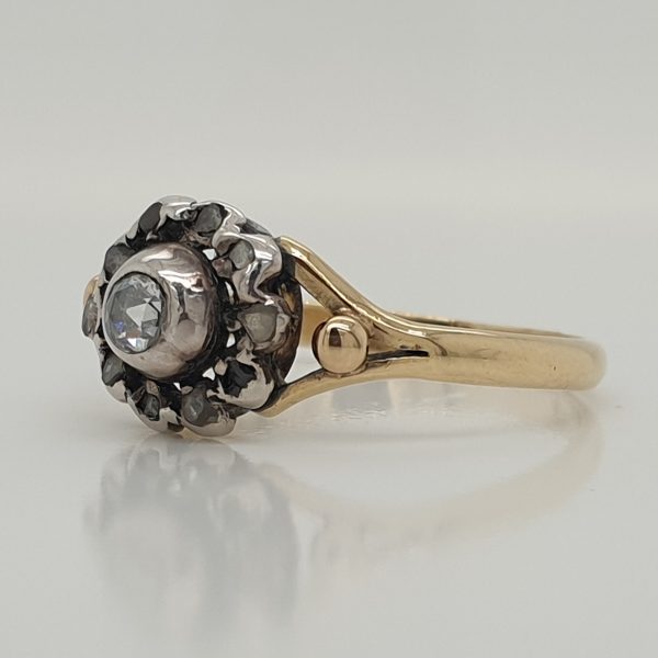 Georgian Antique Rose Cut Diamond Cluster Ring