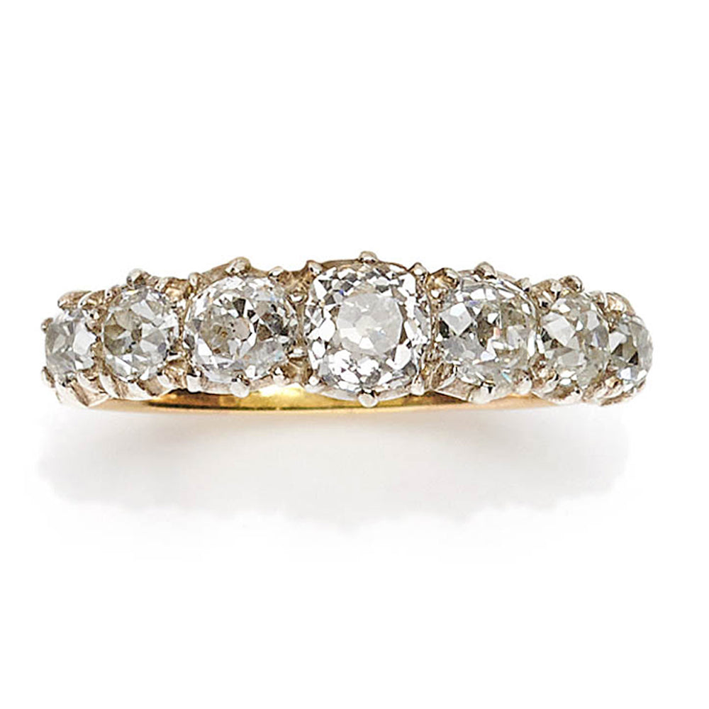 Georgian Antique Seven Stone Diamond Ring, 1.73ct