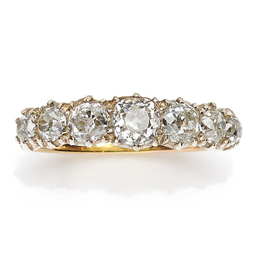 Georgian Antique Seven Stone Diamond Ring, 1.73ct