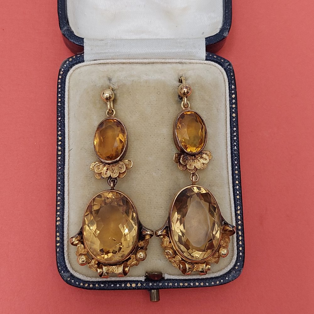 19th century Citrine Drop Earrings