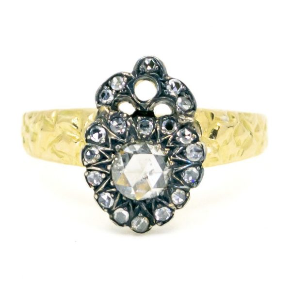 Rose Cut Diamond Silver and Gold Ring