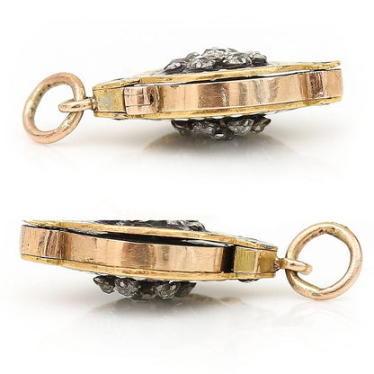 Antique Georgian Enamel and Rose Cut Diamond Monocle Fob Pendant