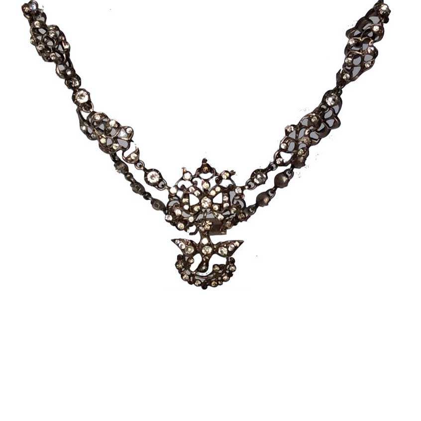 Rare Antique Georgian Silver Paste Choker Necklace