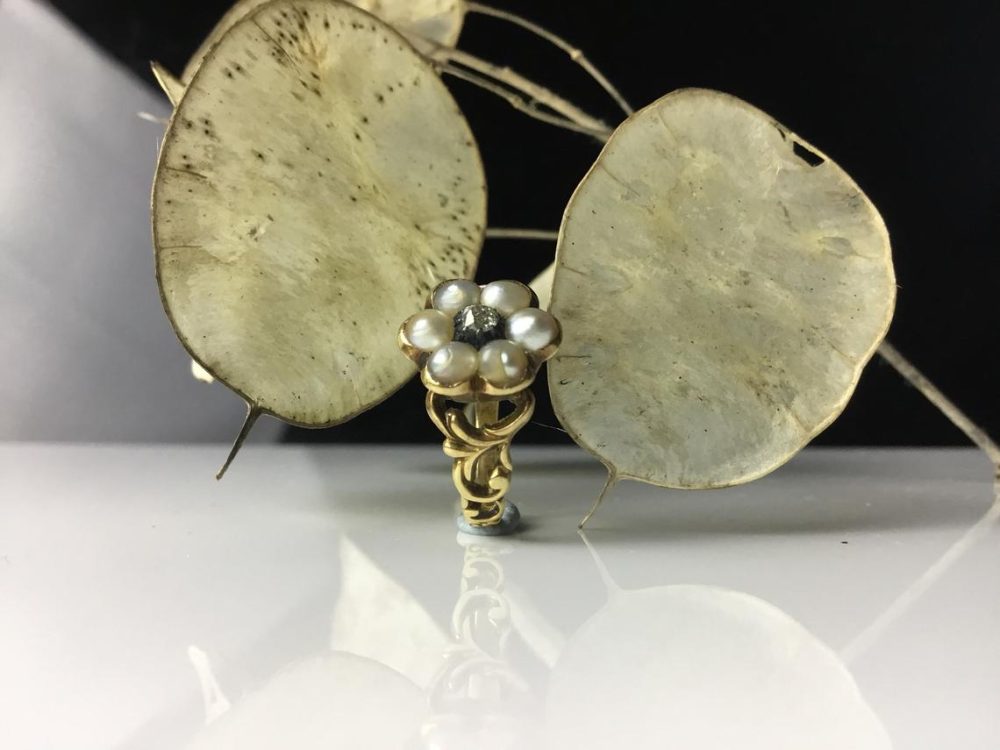 Antique Georgian Pearl and Diamond Flower Ring
