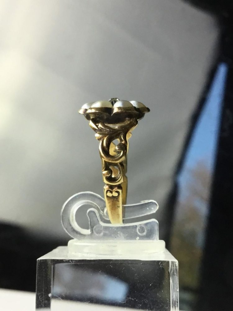 Antique Georgian Pearl and Diamond Flower Ring