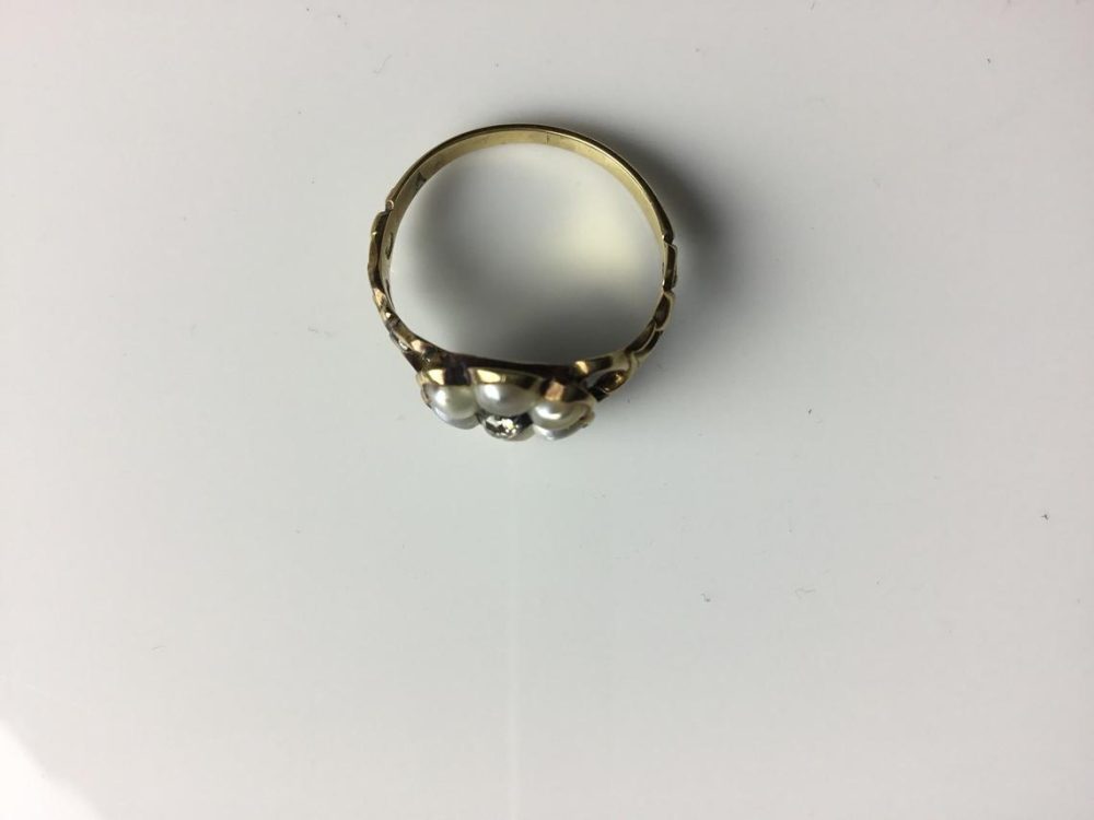 Antique Georgian Pearl and Diamond Flower Ring