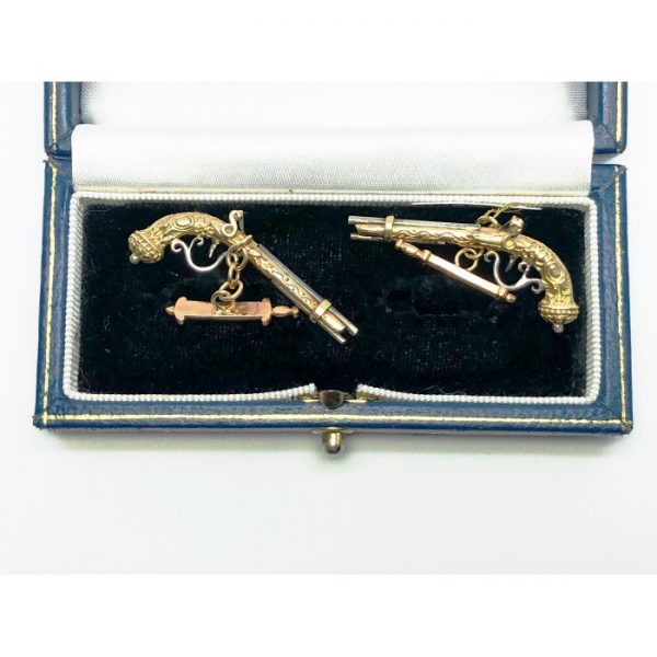 Gold Duelling Pistol Cufflinks