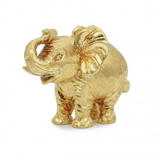 18ct Yellow Gold Elephant Pendant with Diamond Eyes