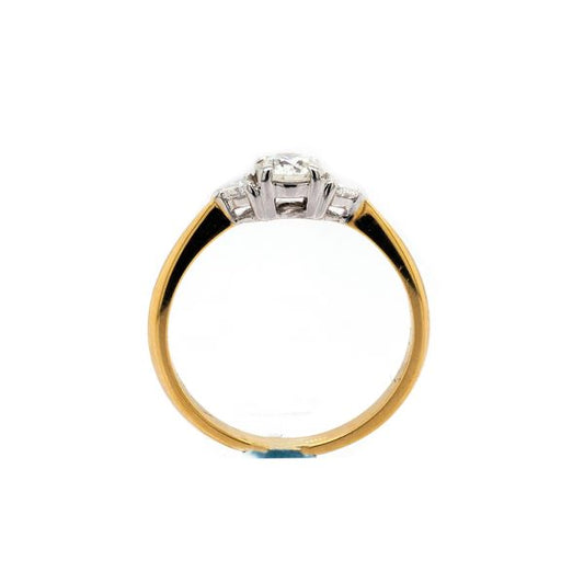 Brilliant and Trilliant Cut Diamond Three Stone Ring
