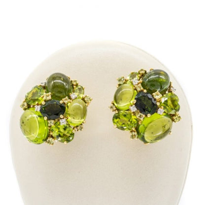 Green tourmaline and peridot earrings