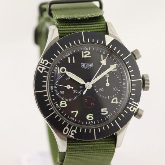 Vintage Gents Heuer Bundeswehr Chronograph Wristwatch