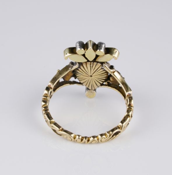 Rare Antique Georgian Crowned Heart Diamond and Ruby Ring