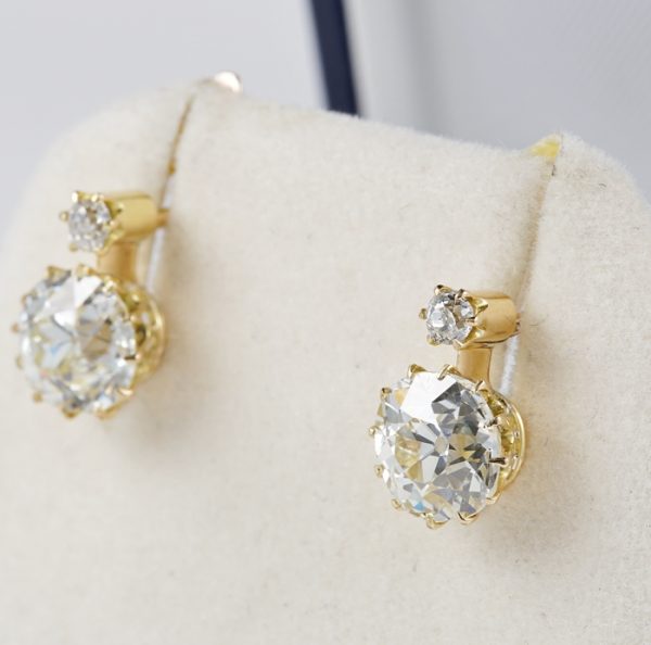 Antique Victorian 3.90ct Diamond Earrings, 18ct Gold