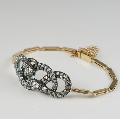 Antique Victorian 5.80 Ct Old Mine Cut Diamond Snake Bracelet