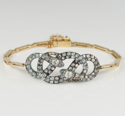 Antique Victorian 5.80 Ct Old Mine Cut Diamond Snake Bracelet