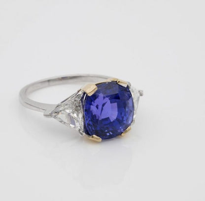 Magnificent 7.33ct No Heat Colour Change Certified Sapphire 1.30ct Diamond Ring