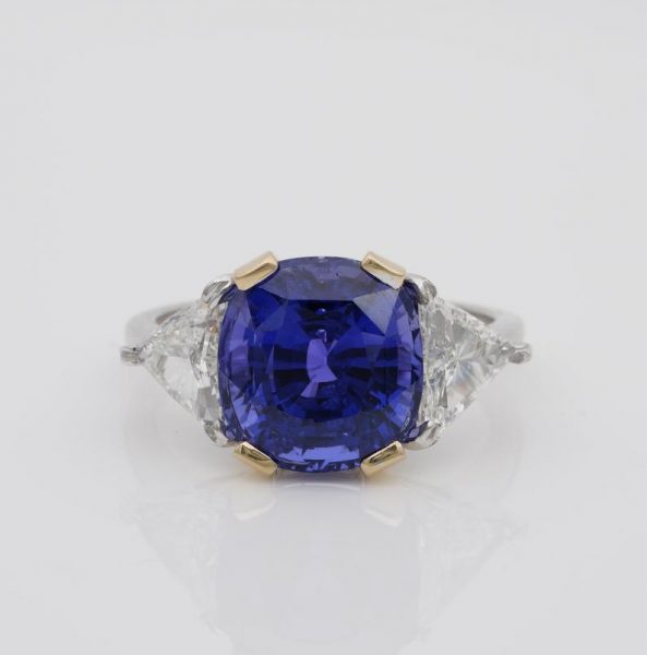 Magnificent 7.33ct No Heat Colour Change Certified Sapphire 1.30ct Diamond Ring