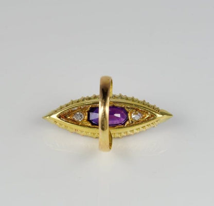 Antique Victorian 1.80ct No Heat Purple Ceylon Sapphire and 2.0ct Diamond Navette Ring