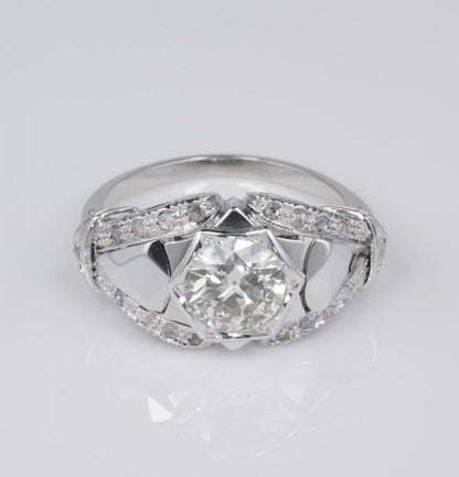 Spectacular Vintage Art Deco 1.30ct Old European Cut Diamond Engagement ring