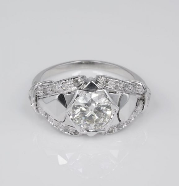 Spectacular Vintage Art Deco 1.30ct Old European Cut Diamond Engagement ring