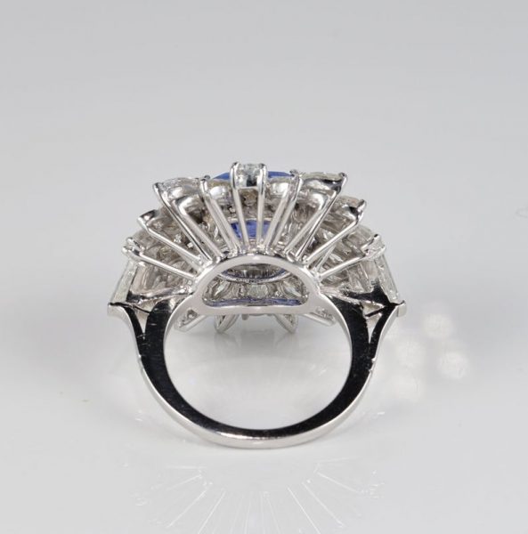 Vintage Natural No Heat Ceylon Sapphire and Diamond Platinum Cocktail Ring